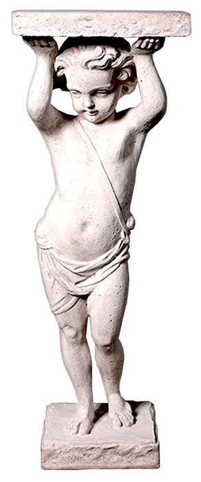 Resin Cherub Pedestal Roman Stone Finish